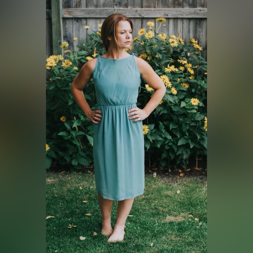 Vintage Modissa teal dress, size 8 (S)